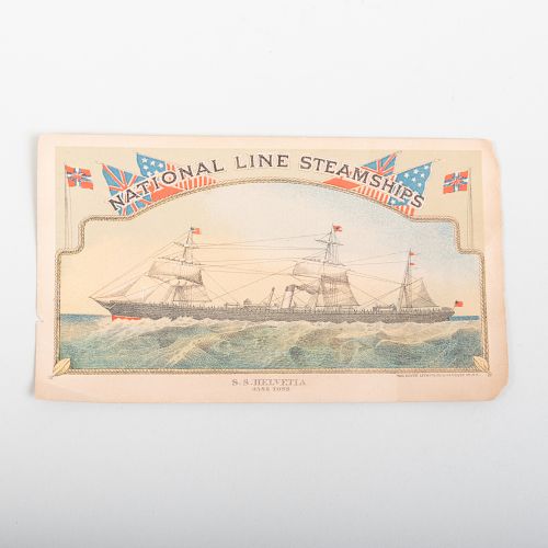 National Line Steamships Ship's Advertising Card
