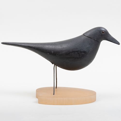 Painted Wood Model of a Crow