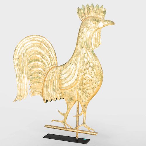 Gilded and Molded Copper Cockerel Weathervane