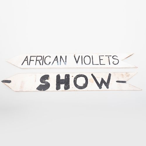 Two of American Painted Wood African Violet Show Signs