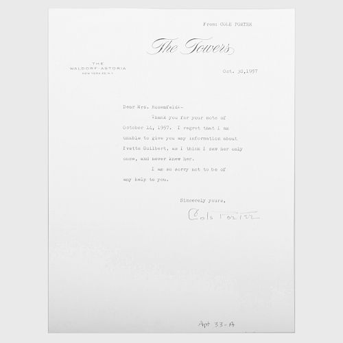 Signed Cole Porter Letter