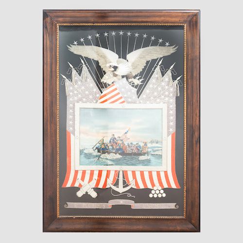 Japanese Export Embroidered American Naval Picture