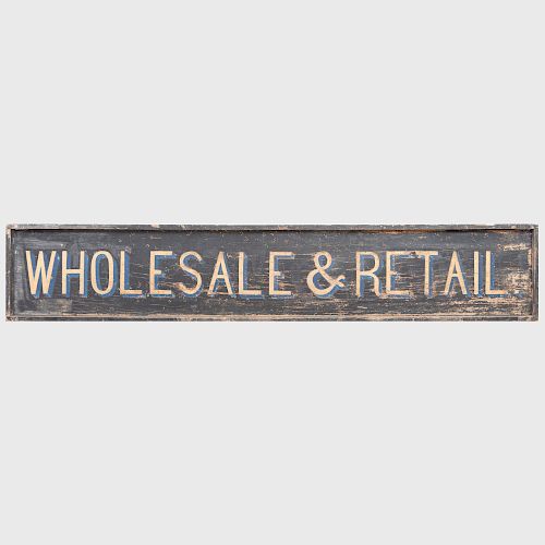 Painted Wood 'Wholesale & Retail' Trade Sign