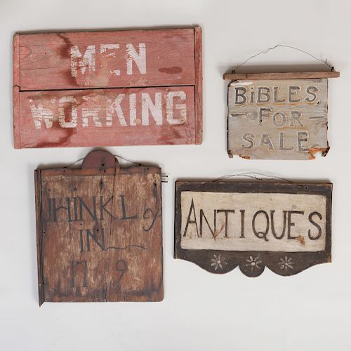 Group of Four Painted Wood Signs
