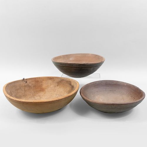 Three Large American Painted Wood Bowls