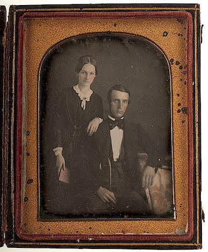 Quarter Plate Daguerreotype of a Young Husband and Wife 