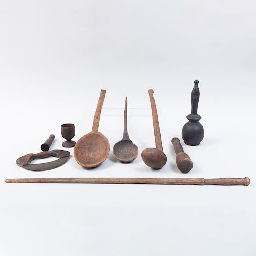 Group of Eight Rustic Wood Implements
