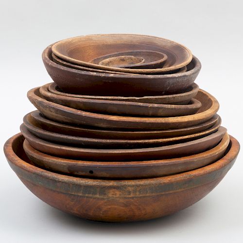 Group of Thirteen American Wood Bowls