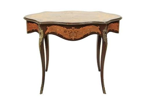 French Marquetry Inlaid Table w/MOP Accents