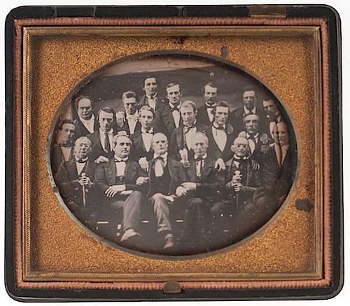 Sixth Plate Daguerreotype of a Group of 19 Men 