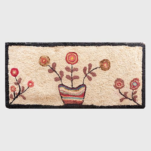 Two American Floral Hooked Rugs