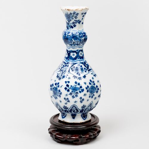 Dutch Delft Blue and White Small Octagonal Baluster Vase