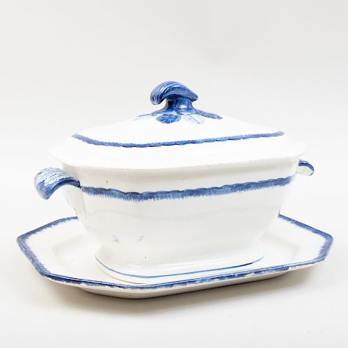 English Creamware Tureen, Cover and Stand