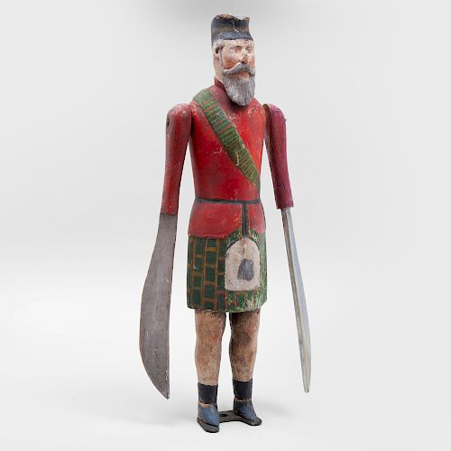 Painted Wood Scottish Highlander 'Whirl-a-gig'