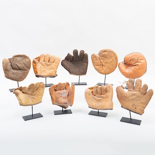 Group of Nine American Vintage Kid's Baseball Gloves