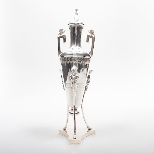 American Empire Style Silver Vase and Cover