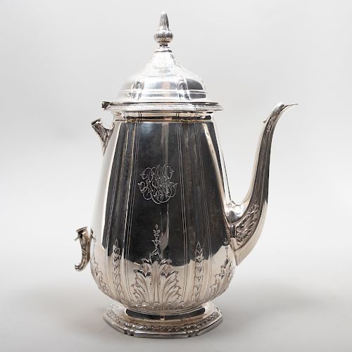 Reed & Barton Silver Coffee Pot with Hinged Cover