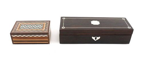 Collection of Two Lidded, Inlaid Wooden Boxes