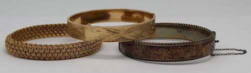 JEWELRY. Group of Gold and Silver Hinged Bracelets