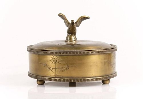 Indian Brass Covered Box w/Bird Finial, 20th C.