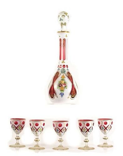 Czech White Cut to Clear Cranberry Drinks Set