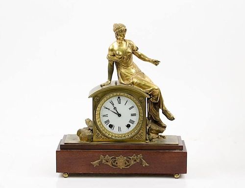 Seth Thomas Gilt Bronze Figural Mantel Clock