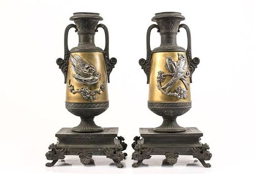 Pair of Victorian Spelter Urn Form Candleholders