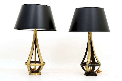 Pair of Brass Table Lamps Attributed to Arturo Pani