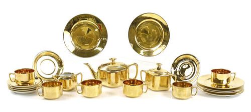 22k Gold Plated Tea & Dessert Service for 6, 21 Pc