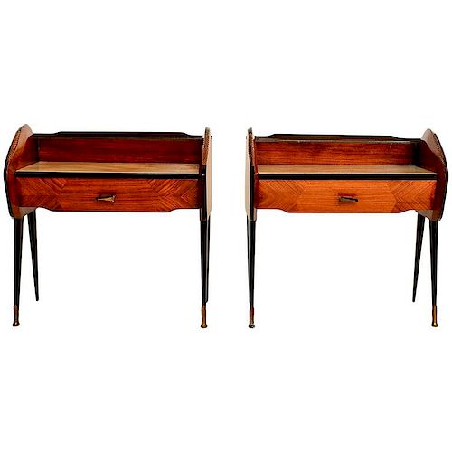 Mid Century Modern  Pair of Rosewood Nightstands Bed Side Tables Made in Italy