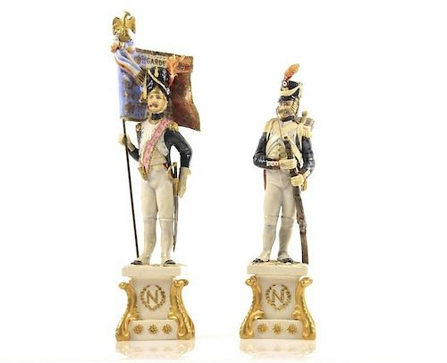 Pair Guido Cacciapuoti Napoleonic Guard Porcelains