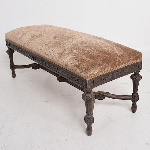 Antique Carved Mahogany Bench Louis XV Gustavian Era