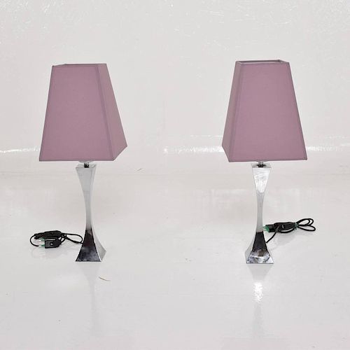 Pair of Italian Chrome Table Lamps by Tonello & Montagna Grillo, Midcentury Era