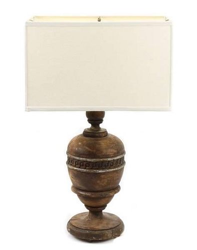 Carved & Turned Gilt Wood Table Lamp