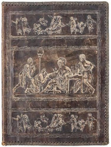 Leather Manuscript Cover w/Mythological Scene