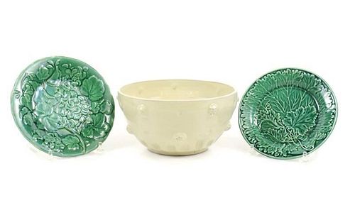 Group of Porcelain Wares: Majolica & Mexican Bowl