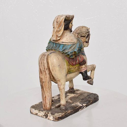 Antique Wood Horse and Kind Hand-Carved