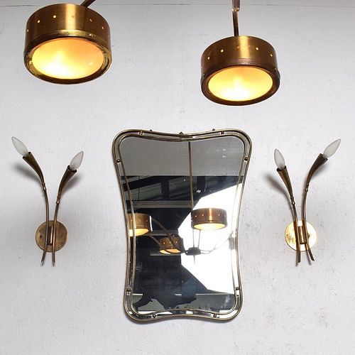 Pair of Italian Wall Sconces Patinated Brass