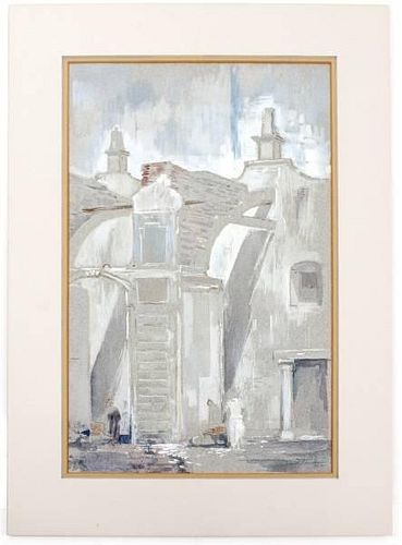 Signed Watercolor on Board, "City Walls", 1967