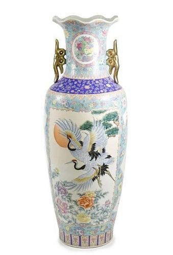 Chinese Famille Rose Porcelain Floor Vase, 20th C.