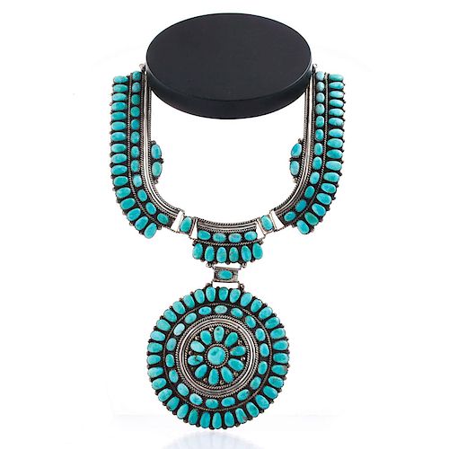 JULIANNE WILLIAMS STERLING TURQUOISE CLUSTER NECKLACE