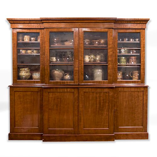 Classical Style Mahogany Breakfront Bookcase Cabinet
