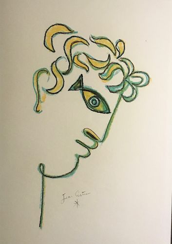 Crayon Drawing, Orpheus, by Jean Cocteau (1889-1963)