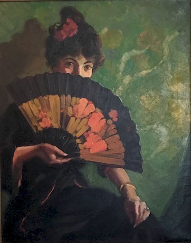 Lady with Fan by Mark Tobey(1890-1976)