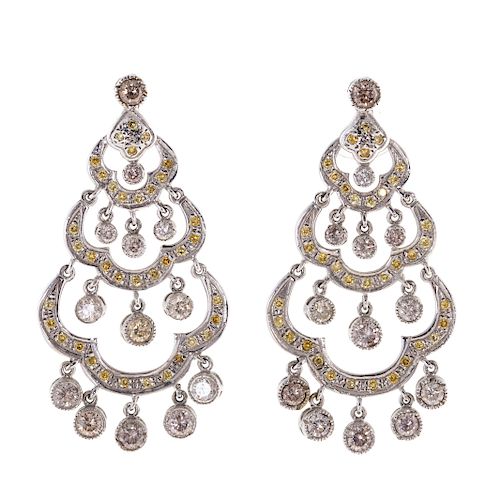 A Ladies Pair of Diamond Chandelier Earrings