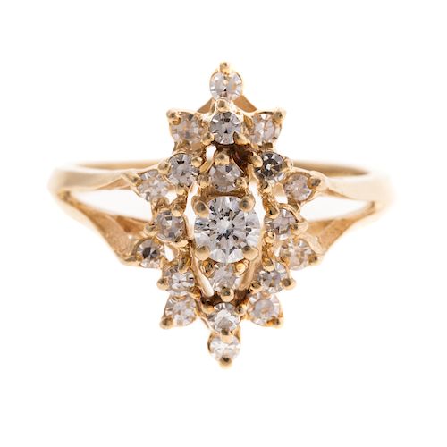 A Ladies Diamond Cluster Ring in 14K