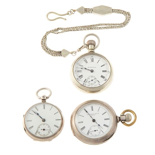 A Trio of Pocket Watches Featuring Skeleton Back