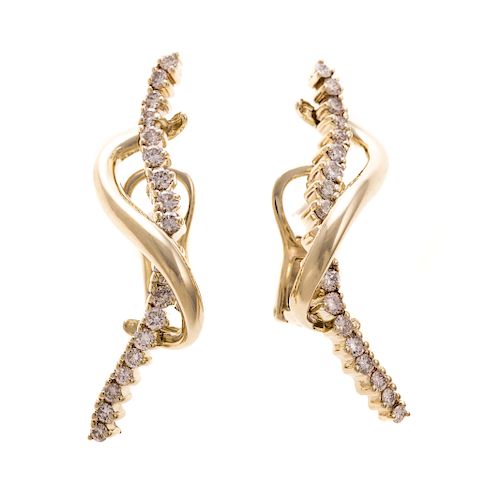 A Pair of Diamond Earrings by Jose Hess in 14K