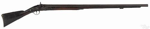 Heavy Queen Anne style percussion punt gun, 8 gauge, with brass furniture