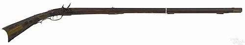Pennsylvania full stock flintlock long rifle, .36 caliber, with a tiger maple stock